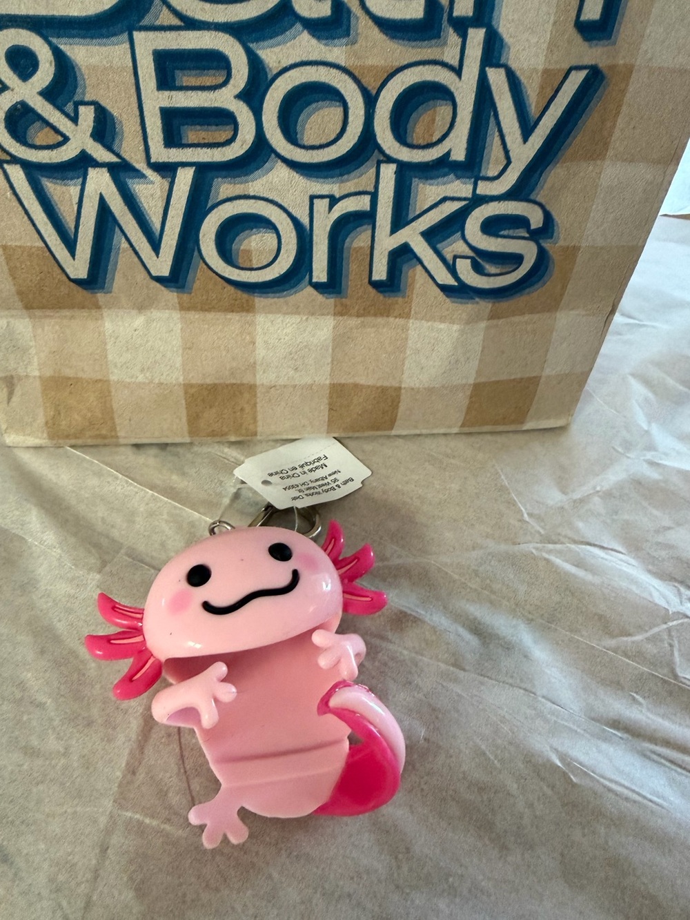 BBW NWT Pink Axolotl Keychain/Bag Charm Pocket Sanitizer Holder w/Sanitizer